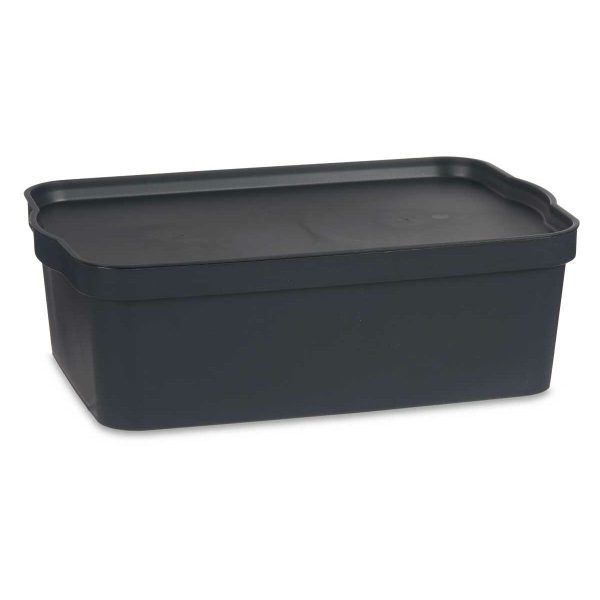 Storage Box with Lid Anthracite Plastic 14 L 29,5 x 14,3 x 45 cm (12 Units) Supply