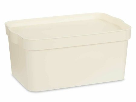 Storage Box with Lid Cream Plastic 7,5 L 21,5 x 14,5 x 32 cm (12 Units) Discount