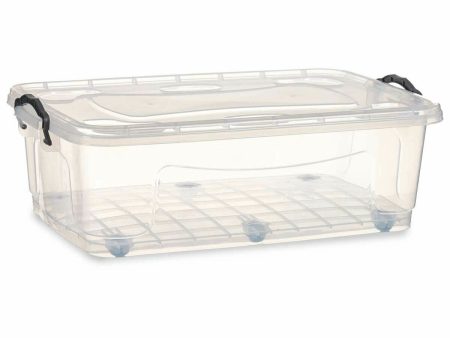 Storage Box with Wheels Transparent Plastic 30 L 40 x 20,5 x 63 cm (6 Units) on Sale