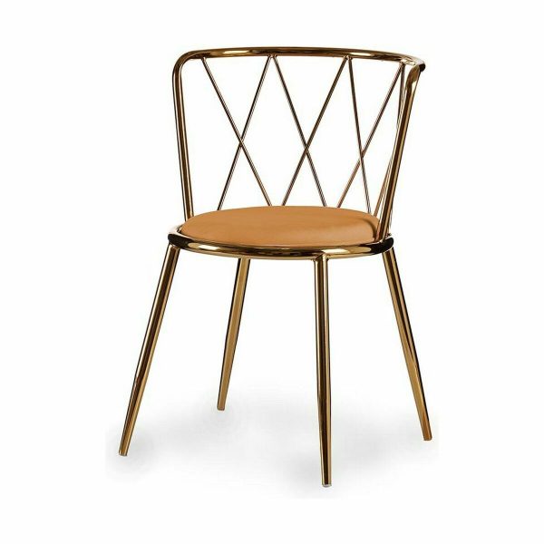 Chair Metal Rhombus Golden Mustard 50,5 x 73 x 51 cm (2 Units) Online