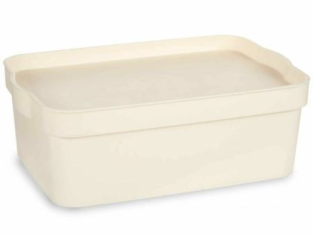 Storage Box with Lid Cream Plastic 6 L 21,5 x 11 x 31,5 cm (12 Units) Fashion