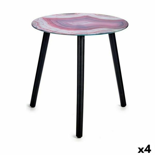 Side table Marble Black Pink Crystal 40 x 41,5 x 40 cm (4 Units) Discount