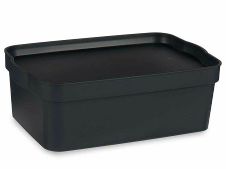 Storage Box with Lid Anthracite Plastic 6 L 21 x 11 x 32 cm (12 Units) Supply