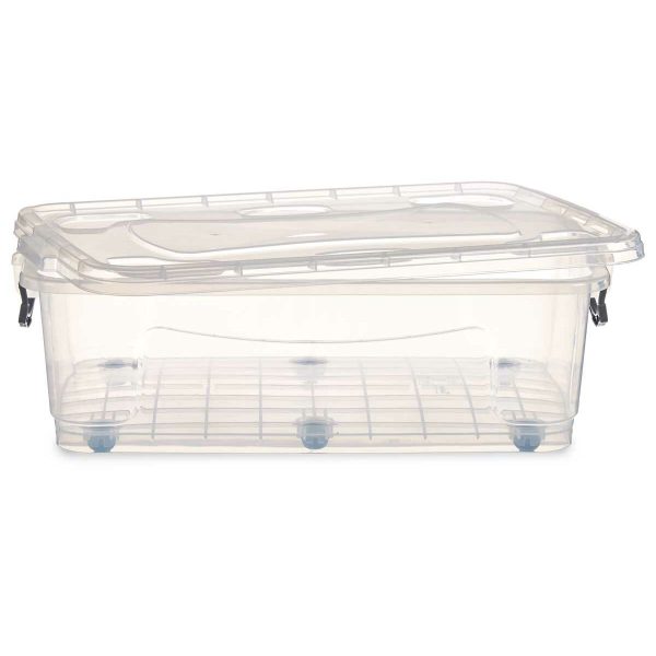 Storage Box with Wheels Transparent Plastic 30 L 40 x 20,5 x 63 cm (6 Units) on Sale