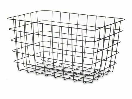 Multi-purpose basket Black Metal 38,5 x 20,5 x 28 cm Rectangular (6 Units) For Discount