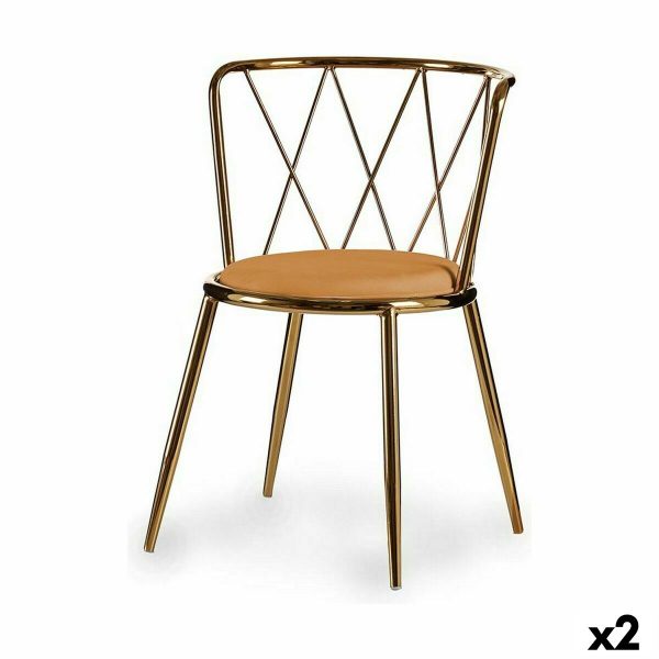 Chair Metal Rhombus Golden Mustard 50,5 x 73 x 51 cm (2 Units) Online