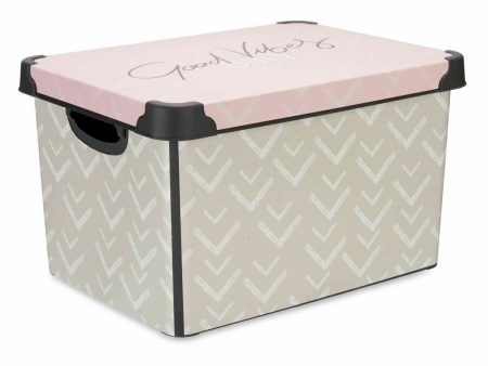 Storage Box with Lid Vibes Arrows Pink Plastic 17 L 28 x 22 x 37 cm (12 Units) Online now