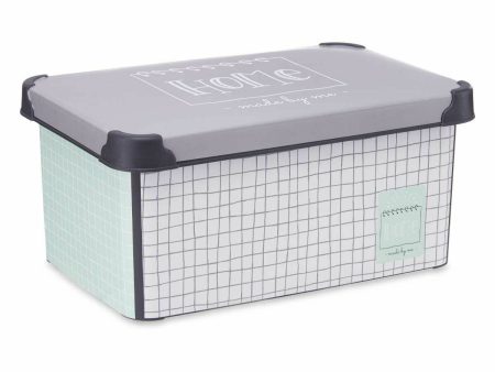 Storage Box with Lid Home Graph paper Grey Plastic 10 L 23,5 x 16,5 x 35 cm (12 Units) For Discount