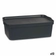 Storage Box with Lid Anthracite Plastic 14 L 29,5 x 14,3 x 45 cm (12 Units) Supply