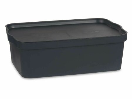 Storage Box with Lid Anthracite Plastic 14 L 29,5 x 14,3 x 45 cm (12 Units) Supply