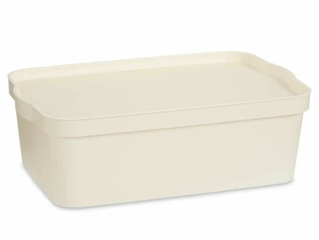 Storage Box with Lid Cream Plastic 14 L 29,5 x 14,3 x 45 cm (12 Units) Supply