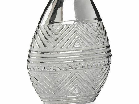 Vase Width Silver Ceramic 9,8 x 26,5 x 22 cm (6 Units) Discount