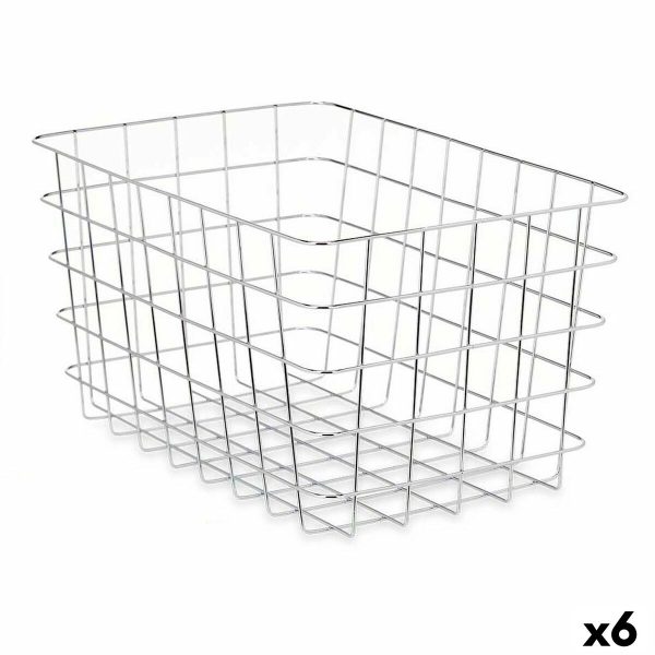 Multi-purpose basket Silver Metal 38 x 21 x 26 cm Rectangular (6 Units) Online now