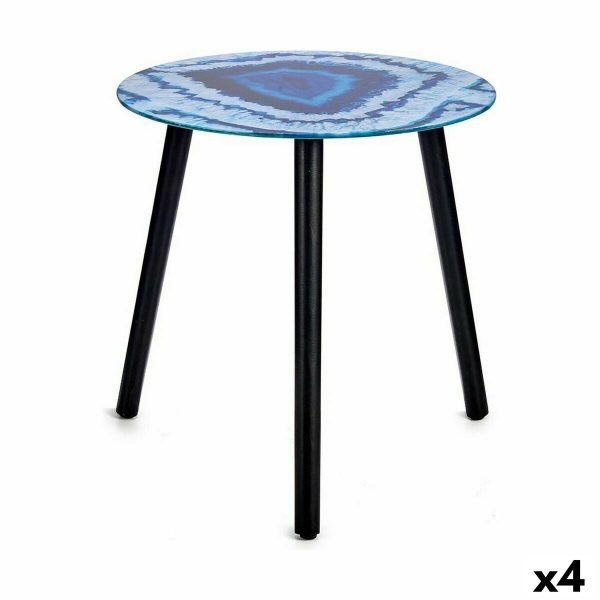 Side table Marble Blue Black Crystal 40 x 41,5 x 40 cm (4 Units) Online now