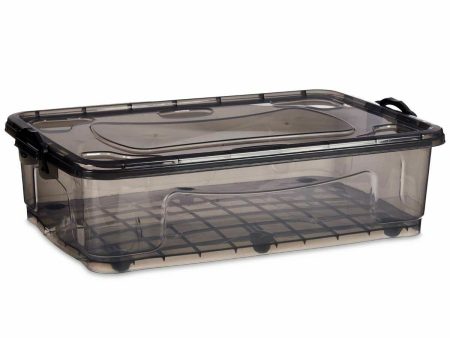 Storage Box with Wheels Anthracite Plastic 40 L 46,5 x 20 x 72,5 cm (6 Units) Hot on Sale