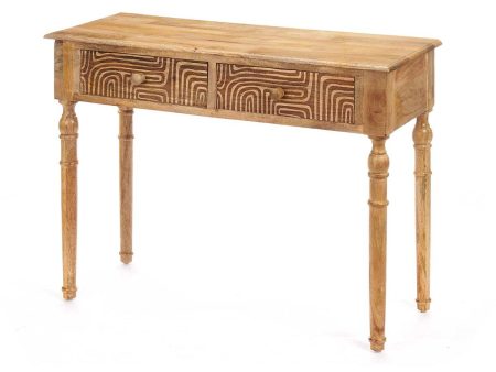 Hall Table with 2 Drawers Brown Mango wood 98 x 77 x 42 cm Curve Discount