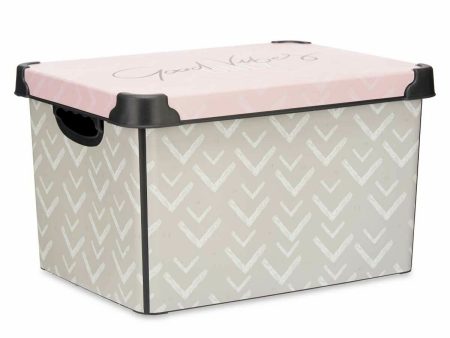 Storage Box with Lid Vibes Arrows 22 L Pink Plastic 30 x 23,5 x 40 cm (12 Units) Online