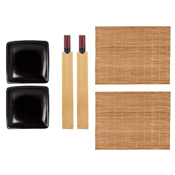 Sushi Set Black Ceramic Bamboo (6 Units) Online Hot Sale