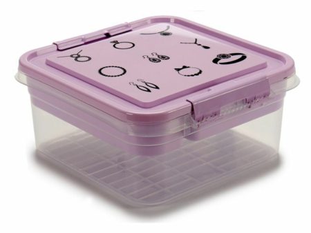 Jewelry box Purple Transparent Plastic 24,5 x 11,5 x 26 cm (12 Units) For Discount