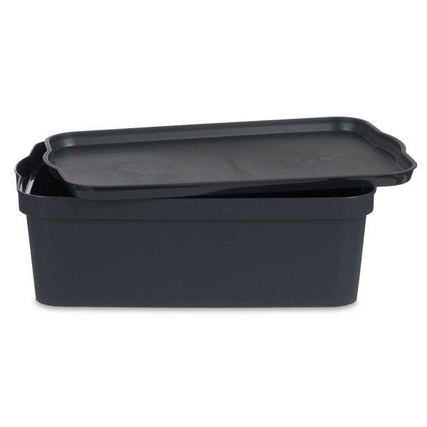 Storage Box with Lid Anthracite Plastic 14 L 29,5 x 14,3 x 45 cm (12 Units) Supply