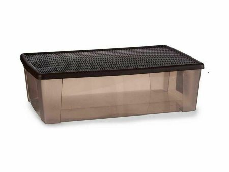 Storage Box with Lid Stefanplast Elegance Brown Plastic 30 L 38,5 x 17 x 59,5 cm (6 Units) Online Sale