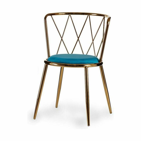 Chair Rhombus Blue Golden 50,5 x 73 x 51 cm (2 Units) Supply