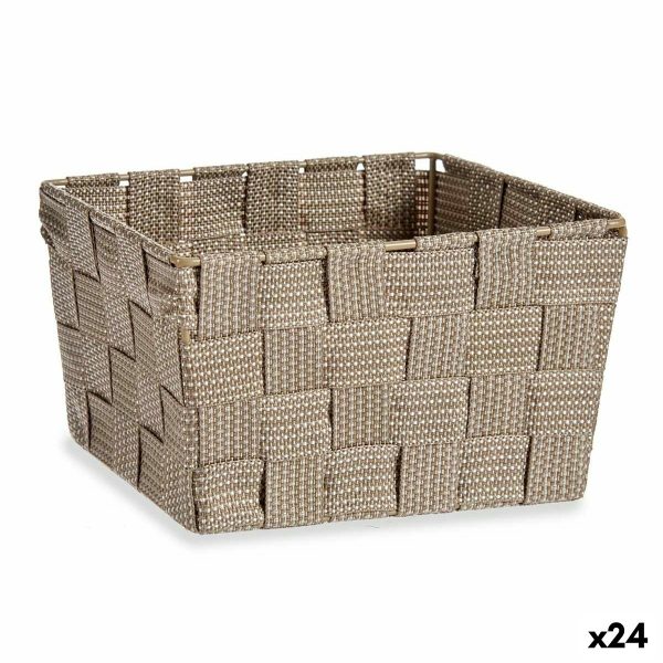 Basket Braiding Brown Cloth (15 x 11 x 20 cm) (24 Units) For Cheap