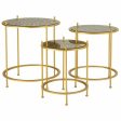 Set of 3 tables Alexandra House Living Gold 53 x 60 x 53 cm Hot on Sale