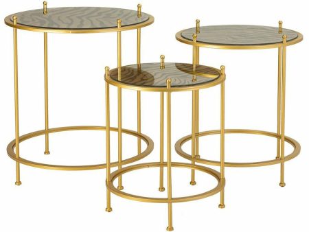 Set of 3 tables Alexandra House Living Gold 53 x 60 x 53 cm Hot on Sale