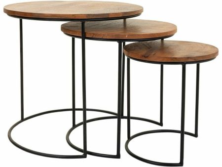 Set of 3 tables Alexandra House Living Natural Iron Mango wood 53 x 54 x 53 cm Discount