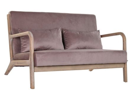 2-Seater Sofa DKD Home Decor Pink Linen Rubber wood Traditional (122 x 85 x 74 cm) Fashion