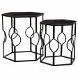 Set of 2 tables Alexandra House Living Black Iron MDF Wood 39 x 57 x 39 cm on Sale