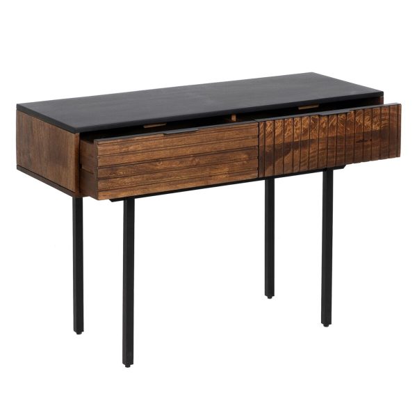 Console ABNER Brown Black Metal Iron Mango wood 110 x 40 x 76 cm Cheap