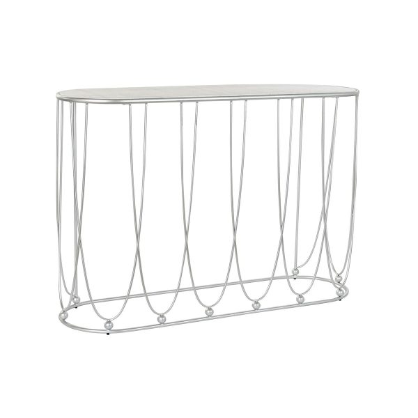 Console DKD Home Decor Silver Metal White Marble 115 x 35 x 78 cm Discount