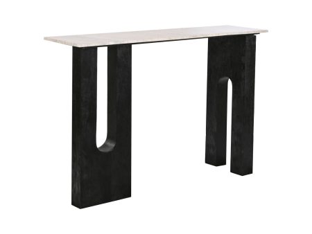 Console Home ESPRIT White Black Marble Mango wood 117 x 31 x 77 cm Supply