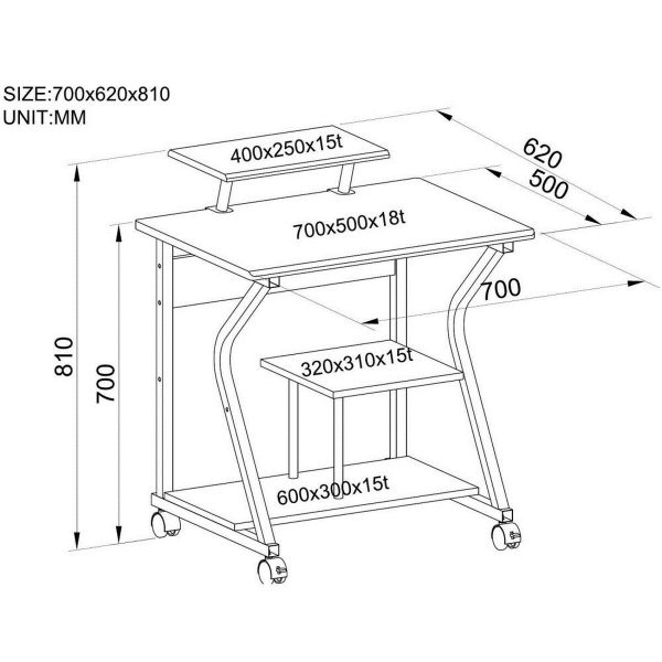 Desk Techly ICA-TB 218 Beech MDF Wood 70 X 81 X 51 cm For Cheap