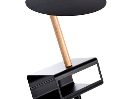 Side table 36 x 36 x 48,6 cm Natural Black Metal Wood Online Hot Sale