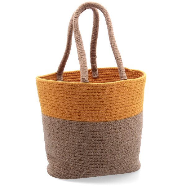 Decorative basket Vinthera Moa Ocre Cotton 40 x 30 x 15 cm Sale