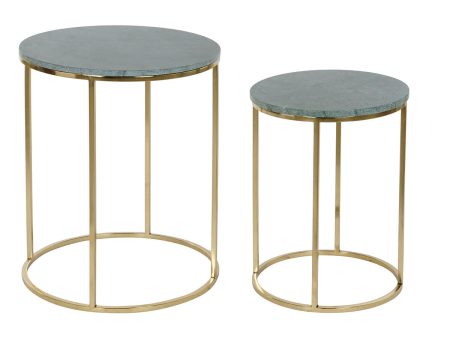 Set of 2 tables DKD Home Decor Green Golden 46 x 46 x 58 cm For Discount