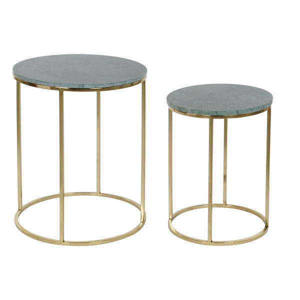 Set of 2 tables DKD Home Decor Green Golden 46 x 46 x 58 cm For Discount