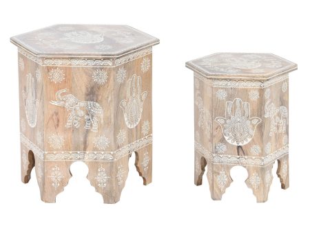 Set of 2 tables DKD Home Decor Natural 48 x 41,5 x 49 cm Online now