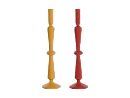 Candle Holder Home ESPRIT Mustard Terracotta Aluminium 10 x 10 x 41 cm (2 Units) For Sale