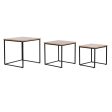 Set of 3 tables DKD Home Decor Black Metal 45 x 45 x 45 cm MDF Wood Online