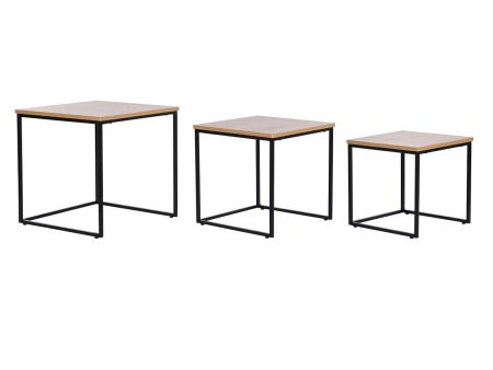 Set of 3 tables DKD Home Decor Black Metal 45 x 45 x 45 cm MDF Wood Online