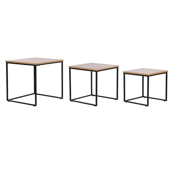 Set of 3 tables DKD Home Decor Black Metal 45 x 45 x 45 cm MDF Wood Online