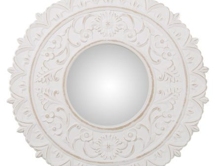 Wall mirror Alexandra House Living White Wood Worn 4 x 57 x 58 cm Circular Fashion