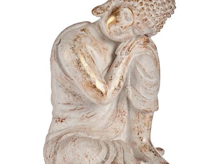 Decorative Garden Figure Buddha White Gold Polyresin (28,5 x 43,5 x 37 cm) Discount