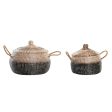 Basket set DKD Home Decor Grey Natural Bicoloured Seagrass Boho 41 x 41 x 33 cm (2 Units) Online Sale