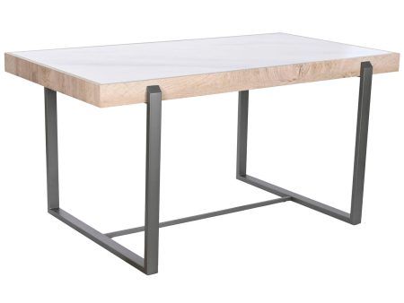 Dining Table Home ESPRIT White Grey Natural Metal 150 x 85 x 75 cm Hot on Sale