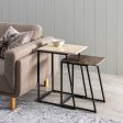 Side table 45 x 35 x 63,5 cm Brown Cream Marble Iron (2 Units) For Sale